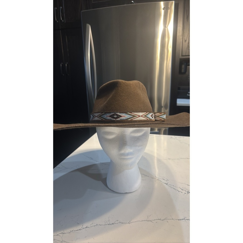 Twister Western Cowboy Hat Brown Felt Wool Band Adult